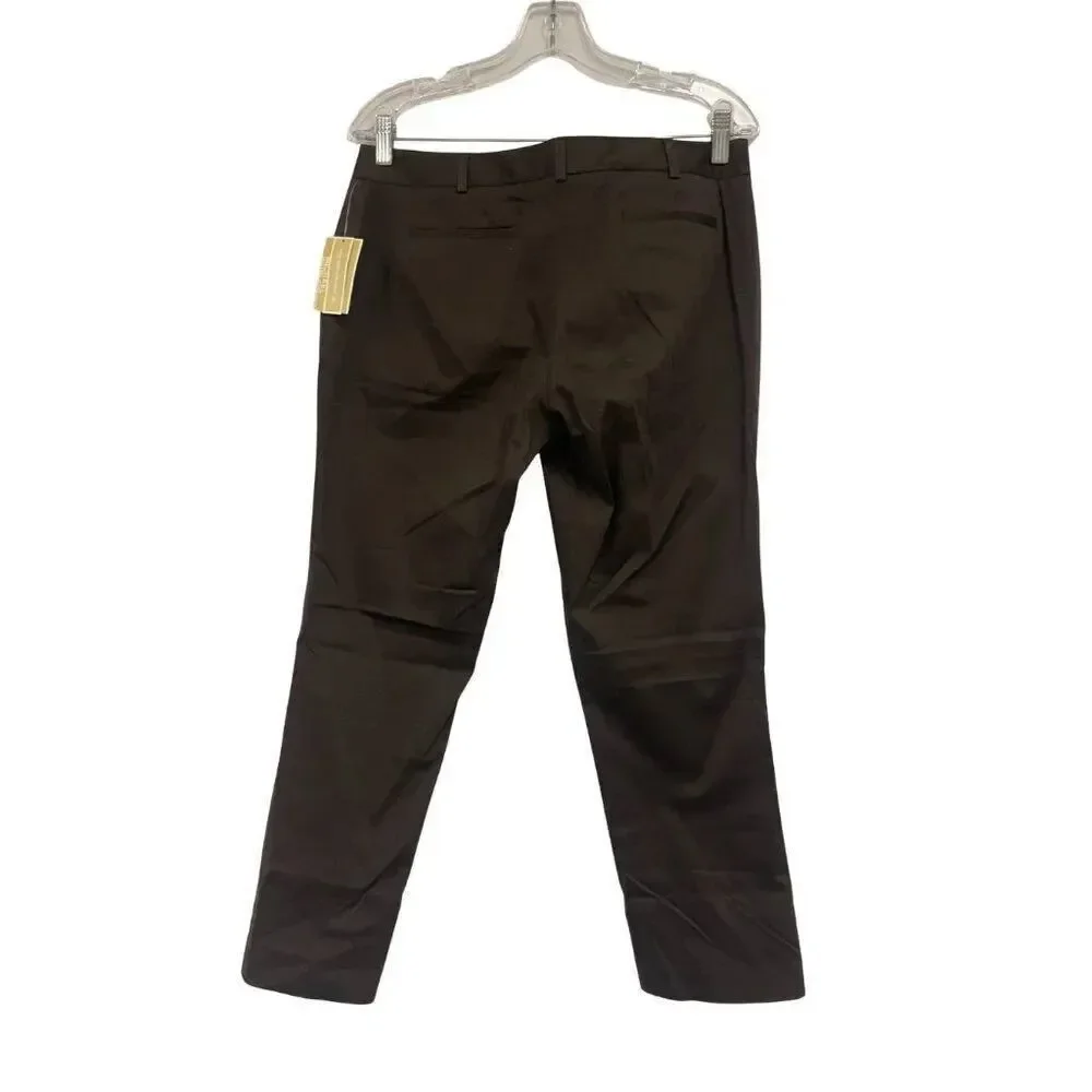 Michael Kors Women Pants 10P Brown Wellesley Ankle Fit Low Rise Straight Leg NWT
